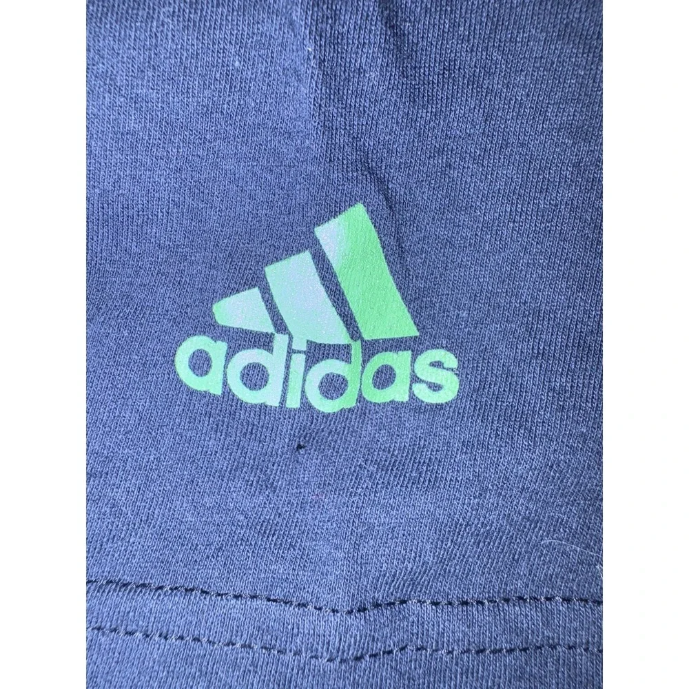 Adidas Shirt Men XL Navy Blue Crew Tee Spell Out Chest Hit Logo Go To Tee